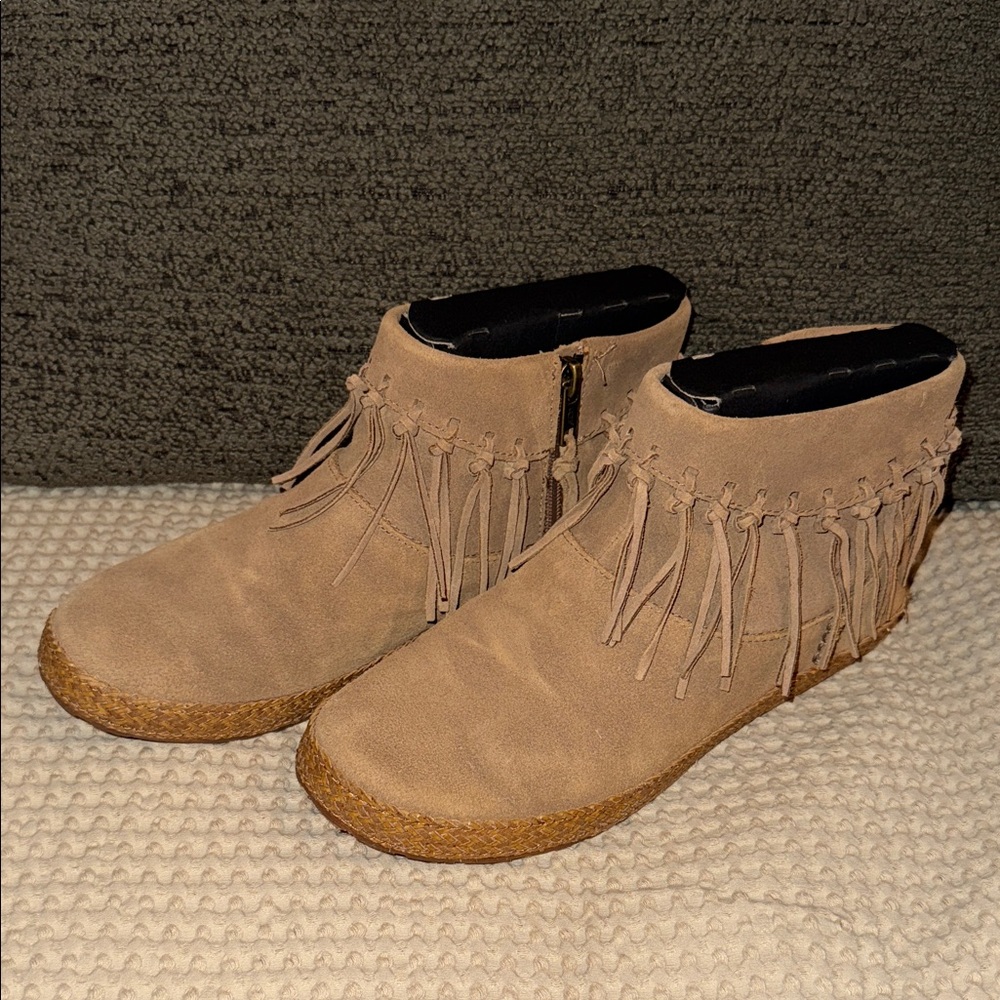 UGG Suede Fringe Ankle Boots in Brown